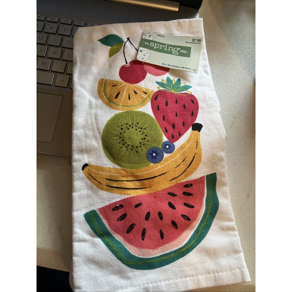 Cotton Kitchen Terry Towels (16"x26") SUMMER STACKED FRUITS, Ritz
